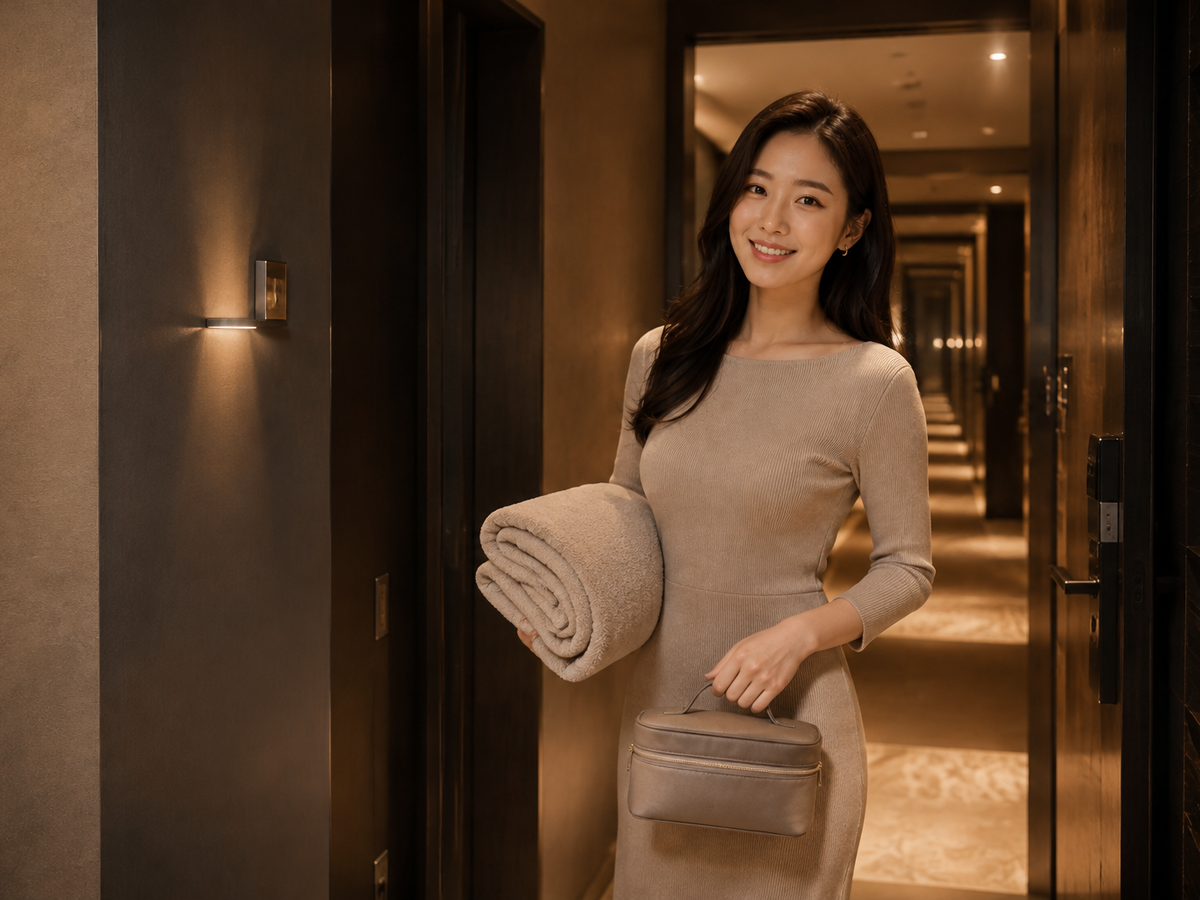 용인 방문 홈케어 일정을 준비하는 젊은 성인 한국 여성 관리사